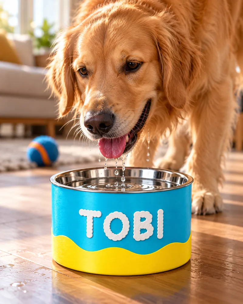 Cão bebendo água no comedouro Acqua